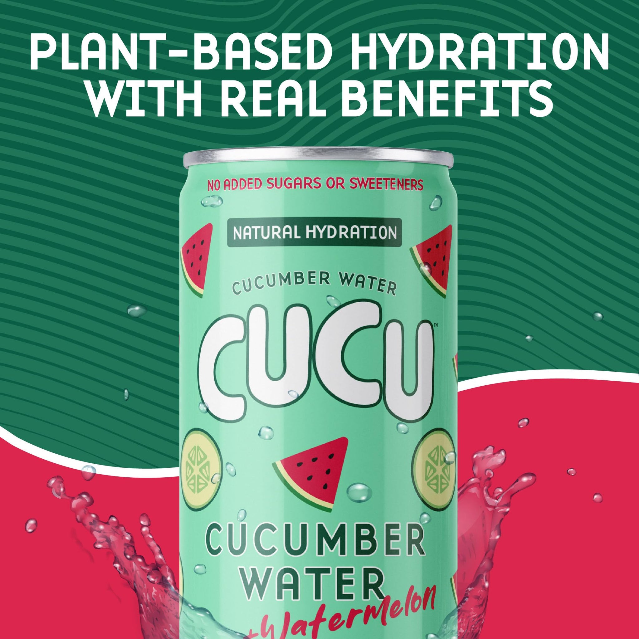 CUCU Pressed Cucumber + Watermelon Water - Real Juice from Fresh Cucumbers and Watermelons with Vitamin C, Electrolytes & Antioxidants - No Sugar