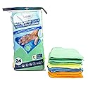 Wi-Supply Microfiber Towels 24 Pack - True to Size 14 x 14, Stitch Free, Washable, Reusable Cleaning Cloths, No Residue Rags for Dusting, Washing