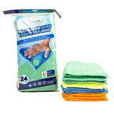 Wi-Supply Microfiber Towels 24 Pack - True to Size 14 x 14, Stitch Free, Washable, Reusable Cleaning Cloths, No Residue Rags for Dusting, Washing