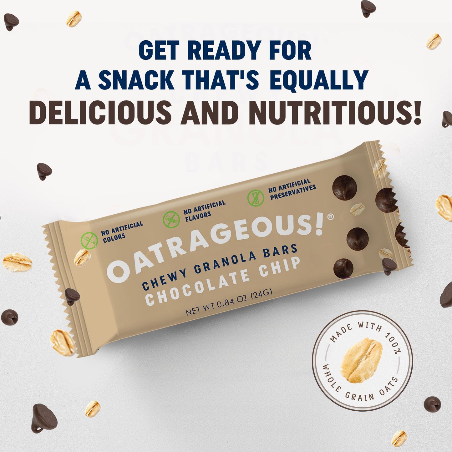 OATRAGEOUS! Chewy Granola Bars, Chocolate Chip Granola Bar Made with Whole Grain Oats for Protein, Healthy Grains and Fiber, Snack or Breakfast Bars