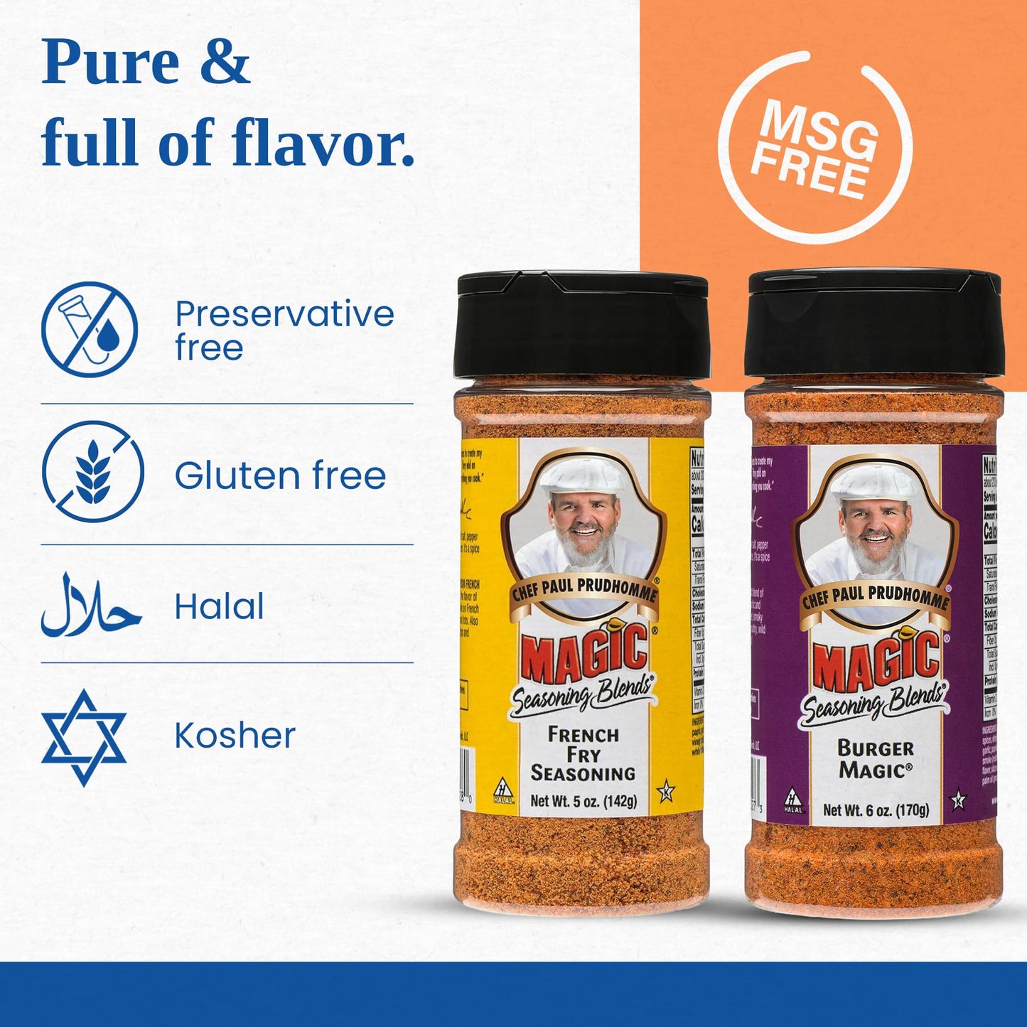 Chef Paul Magic Seasonings Blends French Fry (5 oz), and Burger (6 oz), Variety Pack - Smoky All-Purpose Blend for Patties, Potato Fries & BBQ Sides