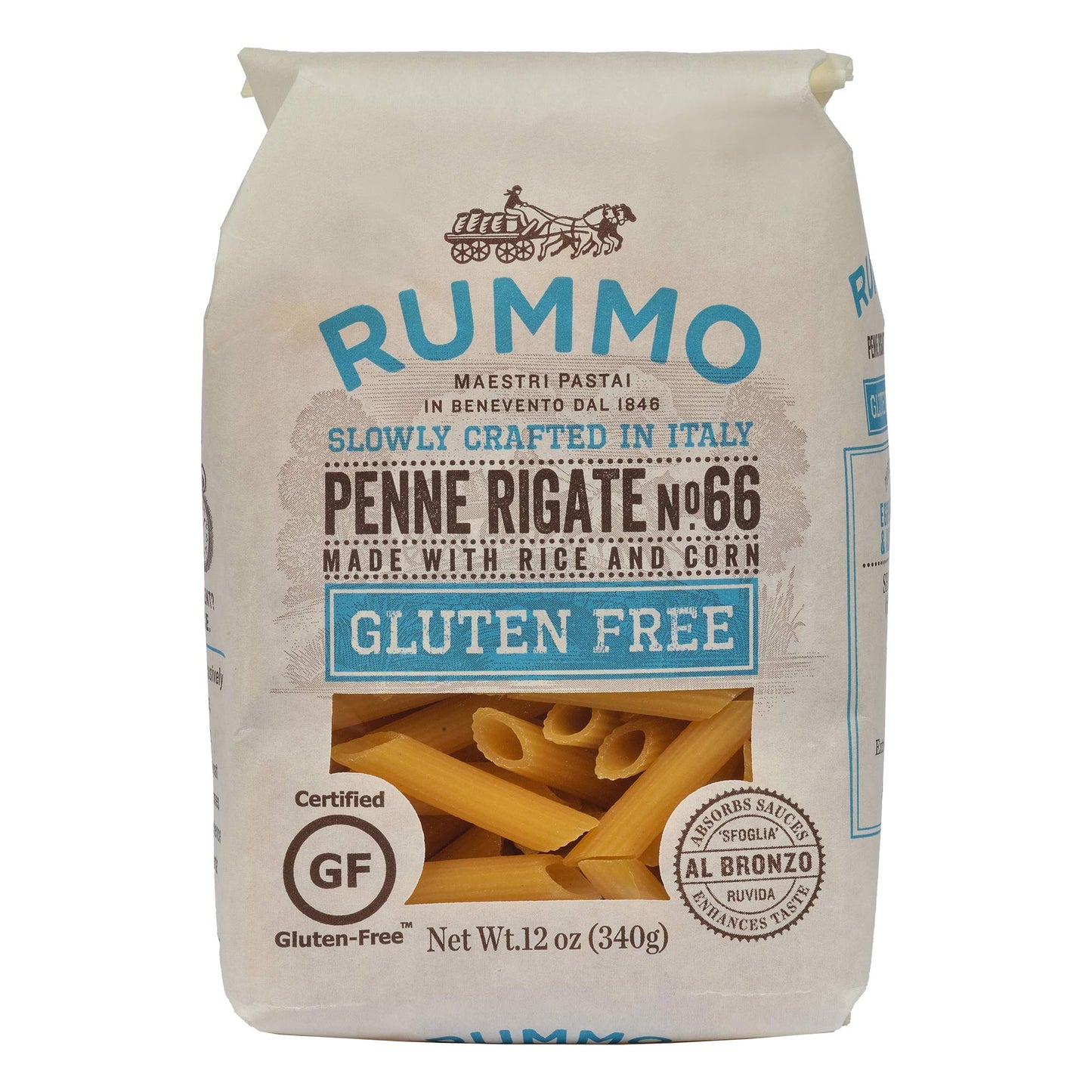 Rummo Italian Pasta GF Rigatoni No.50 -Always Al Dente, Certified Gluten-Free, Made In Italy (6 Pack, 12oz Each)