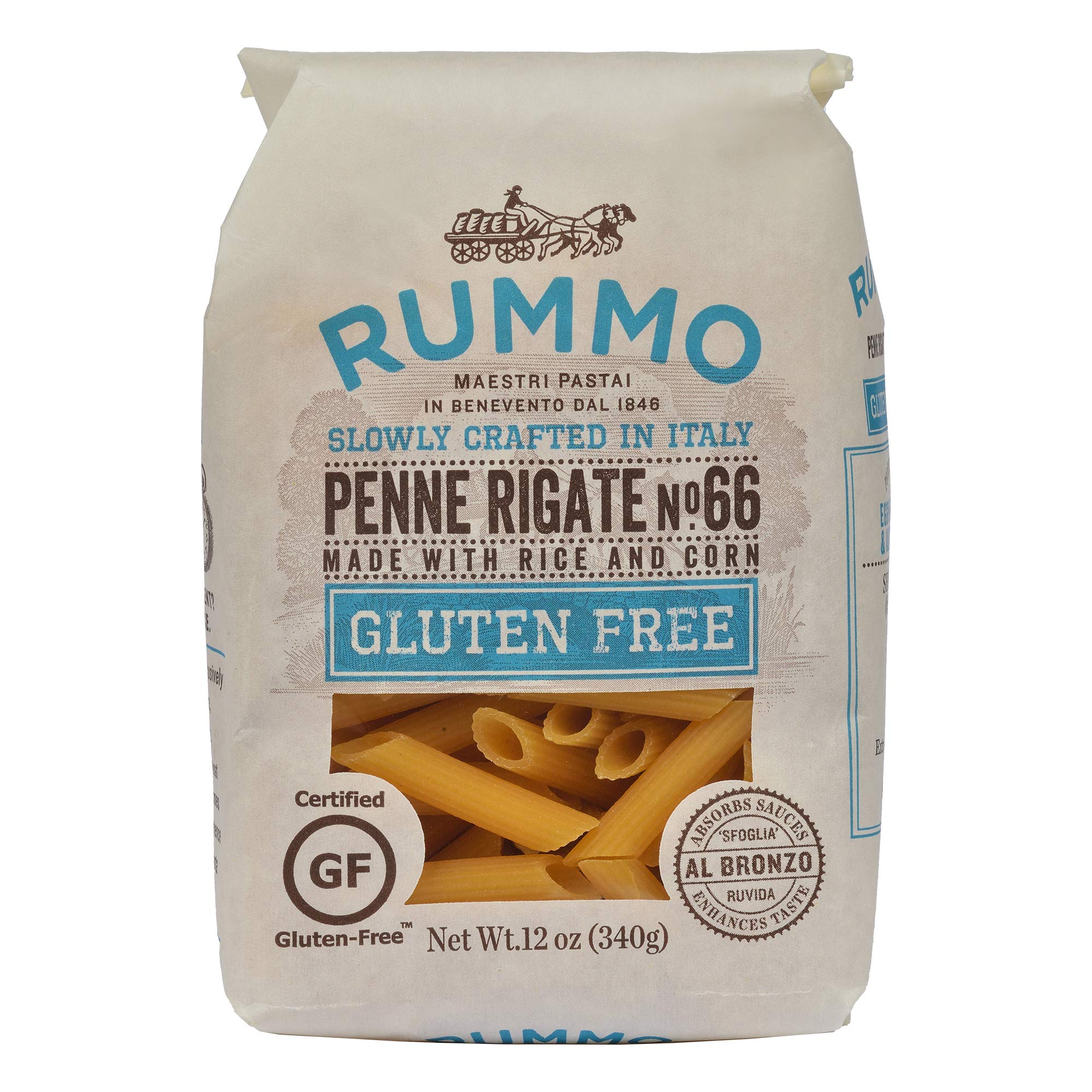 Rummo Italian Pasta GF Rigatoni No.50 -Always Al Dente, Certified Gluten-Free, Made In Italy (6 Pack, 12oz Each)