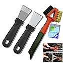 3Pcs (2 Heavy Duty Wide Using Stainless Steel Scraper and 3-in-1Kitchen Stove Cleaning Brush), Brass Brush,Wire Brush,Metal Brush,Nylon Brush, Rust