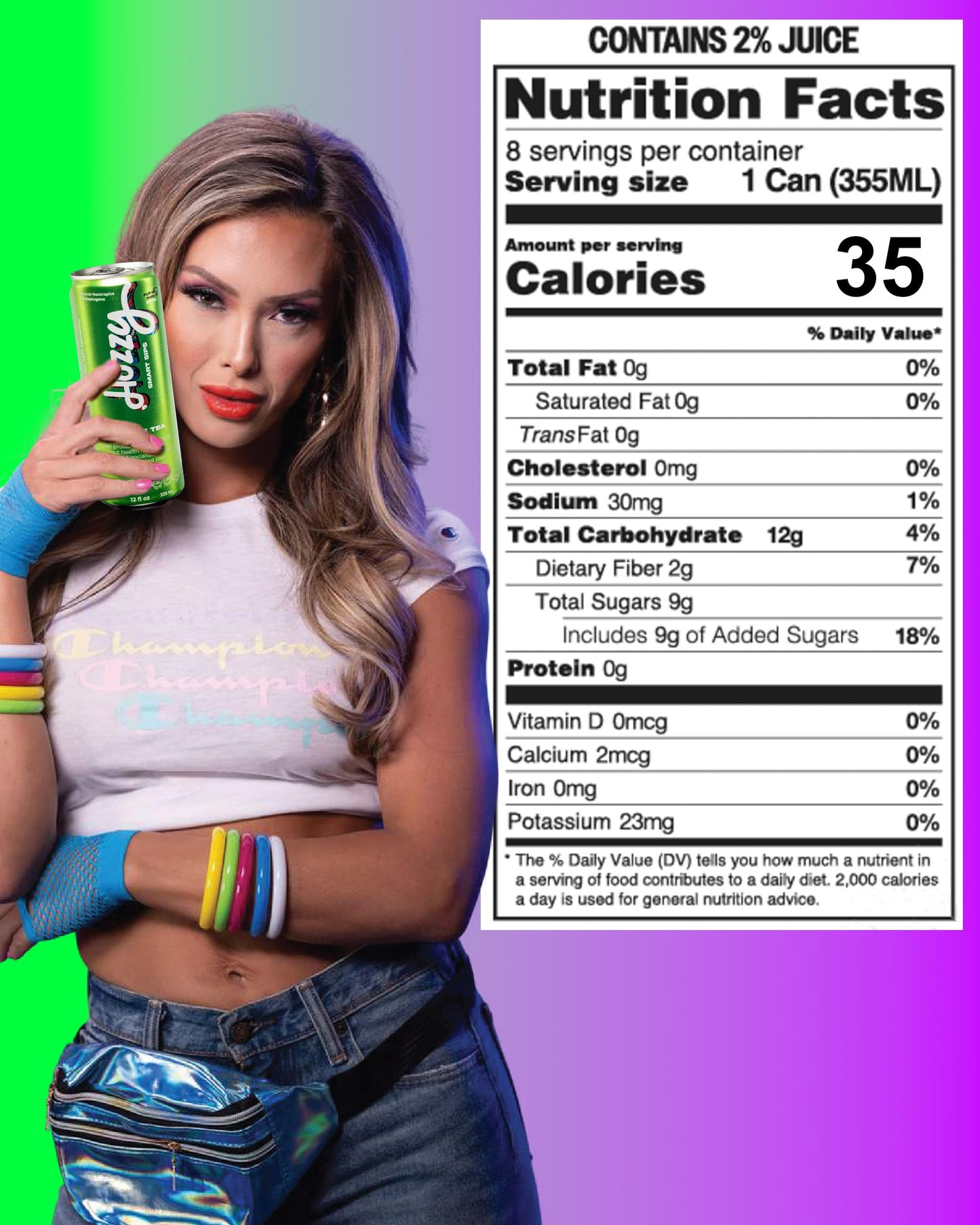 Huzzy Smart Sips Non Alcoholic Drinks - Long Island Inspired Canned Beverage - Alcohol Free Functional Cocktails - Low Calorie, Low Carb, No Refined