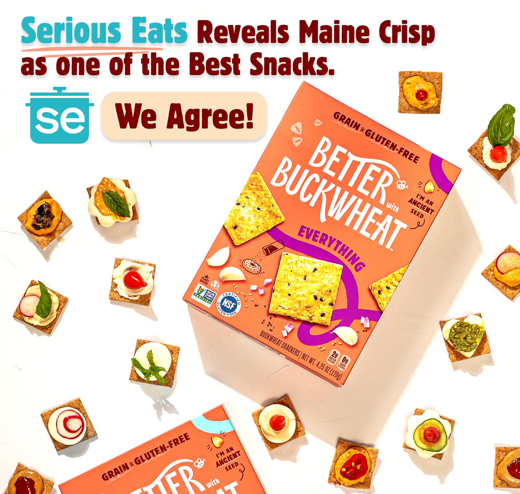 Better with Buckwheat Rosemary & Herbs Gluten-Free Crackers - Healthy Snack Crackers, Grain-Free, Non-GMO, Sugar-Free - 1 Pack