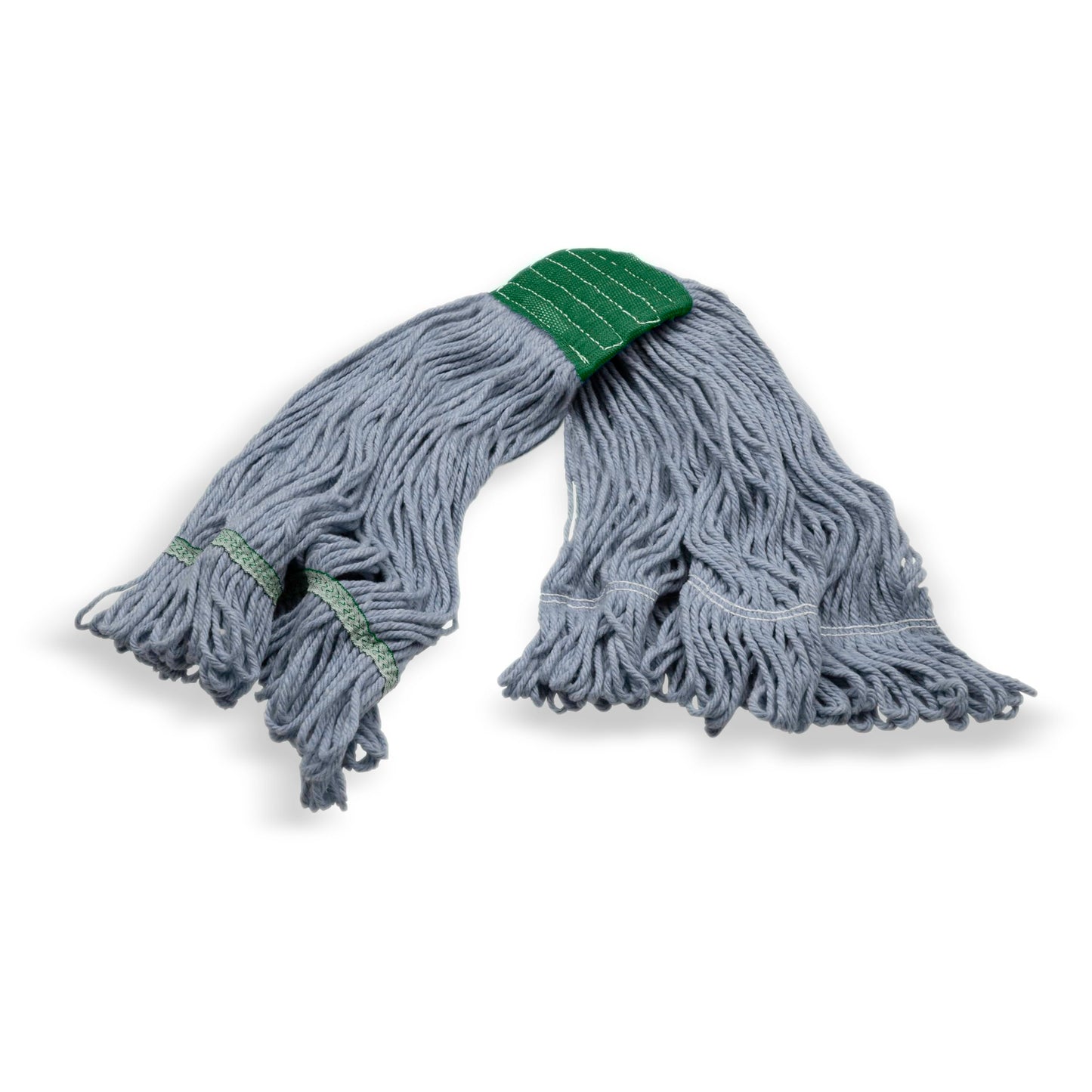 SPARTA 369551B14 Cotton Mop Head, Loop-Ended, 5 Inch Color-Coded Green Headhand for Organized Cleaning, Medium - 36 Inches Long, Blue with Green Band