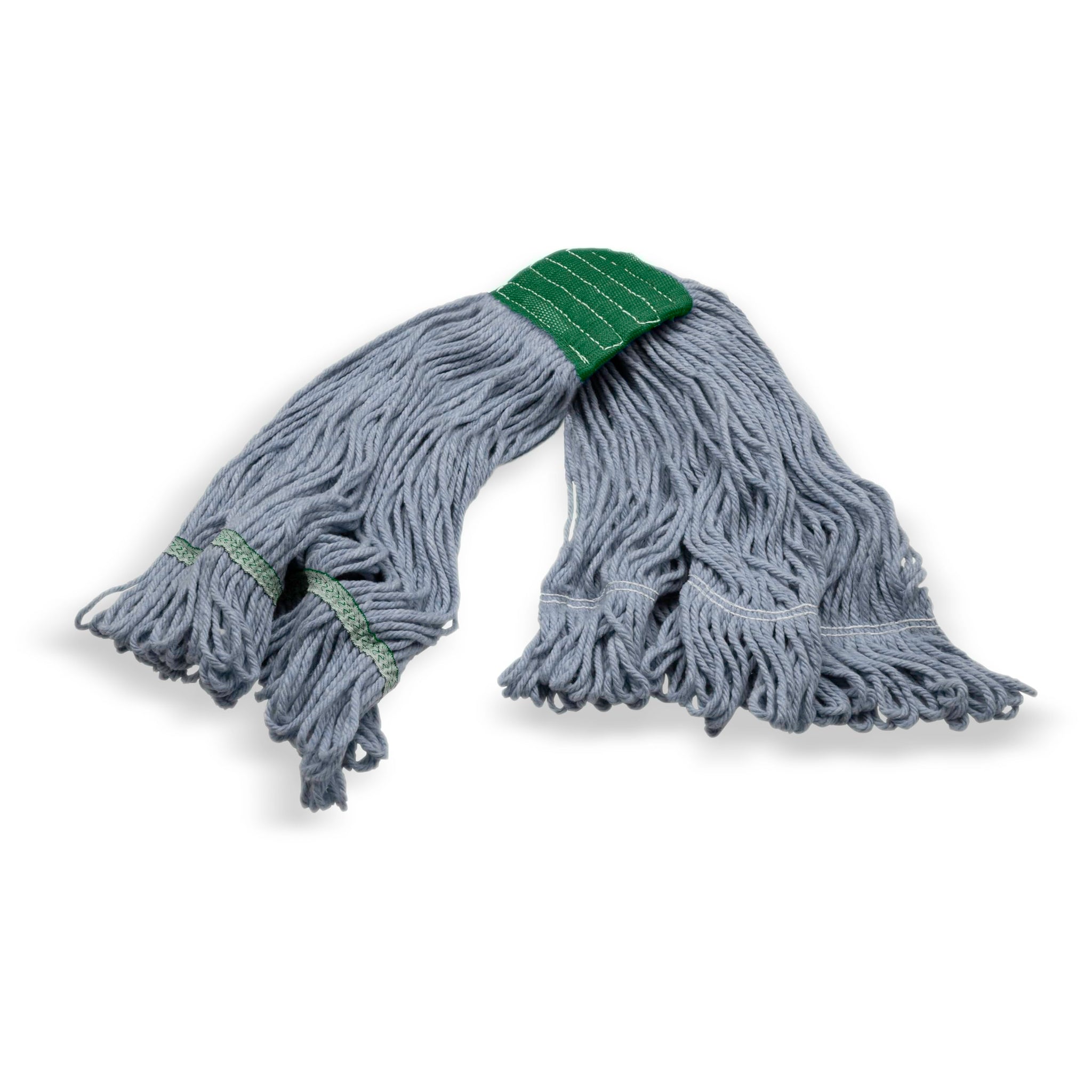 SPARTA 369551B14 Cotton Mop Head, Loop-Ended, 5 Inch Color-Coded Green Headhand for Organized Cleaning, Medium - 36 Inches Long, Blue with Green Band