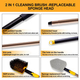 Yocada Tub Tile Scrubber Brush 2 in 1 Cleaning Brush 4*Scouring Pads 58.2 Inch Adjustable Telescopic Pole Stiff Bristles for Cleaning Bathroom Kitchen