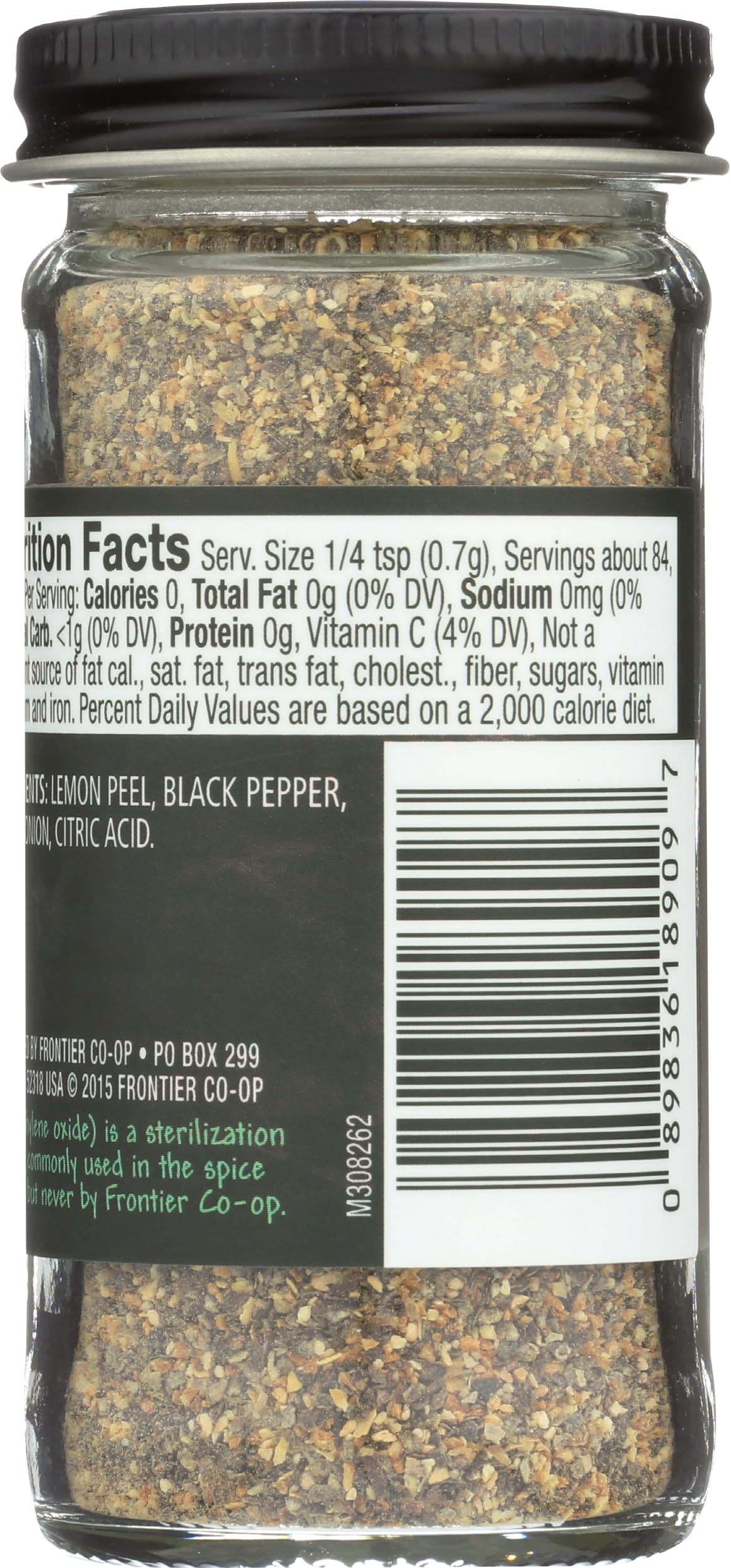 Frontier Seasoning Blends, Salt-Free Lemon Pepper, 2.08-Ounce Bottle
