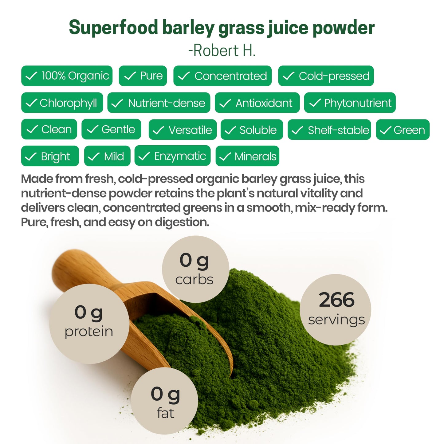 Z Natural Foods Organic Barley Grass Juice Powder - Made in USA, USDA Organic Nutrient-Dense Green Drink Mix for Energy, Detox with Amino Acids