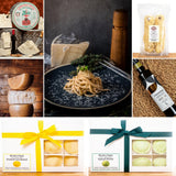 Authentic Cacio e Pepe Bundle with Roasted Corn Ravioli, Handmade Bucatini, DOP Pecorino Romano & Parmigiano Reggiano, DOP Extra Virgin Olive Oil