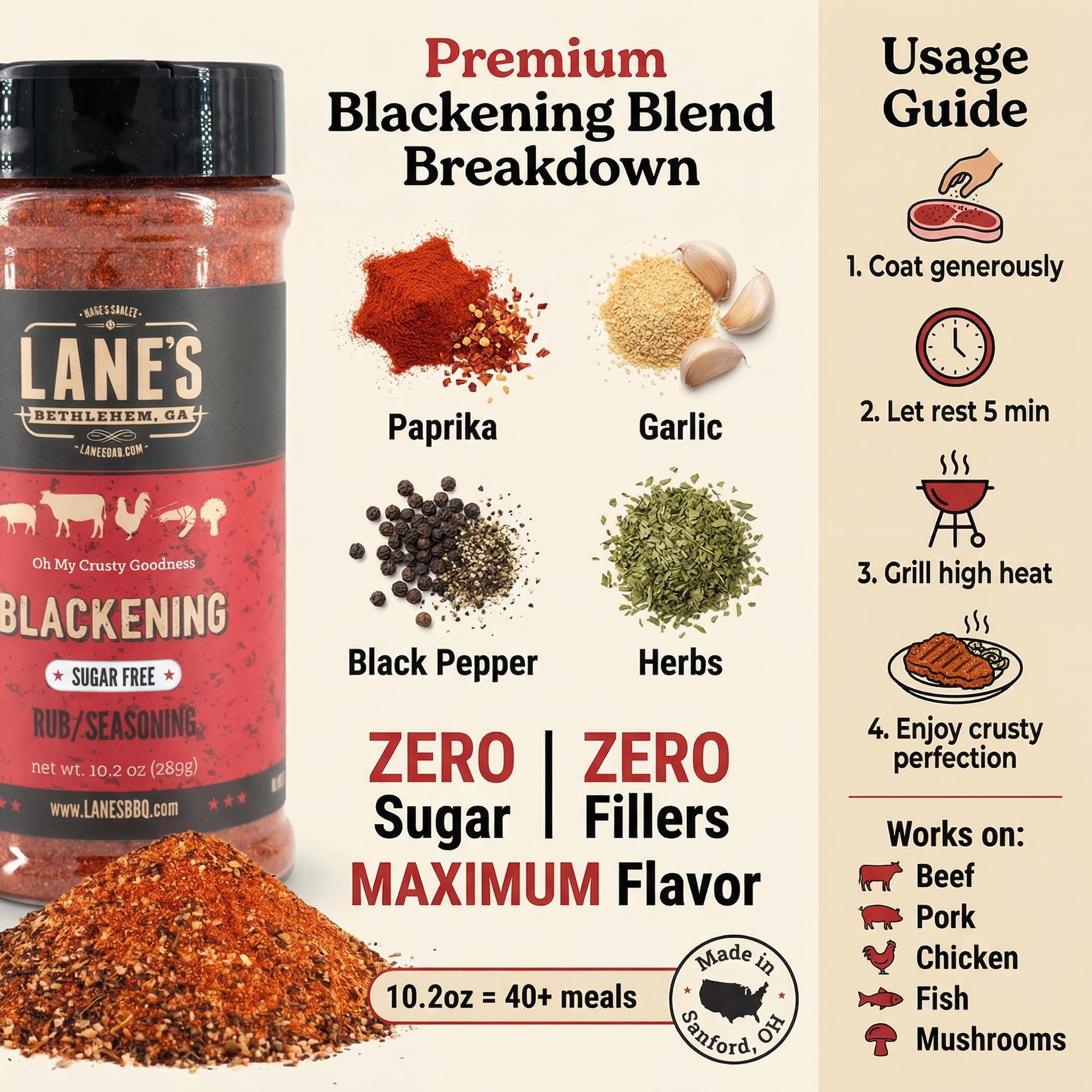 Rub Blackening - 2 x 10.2 oz Shaker - Cajun Seasoning and Blackened Seasoning for Chicken Rub - Salt Free Seasonings and Spices - Spiceology Spices 3