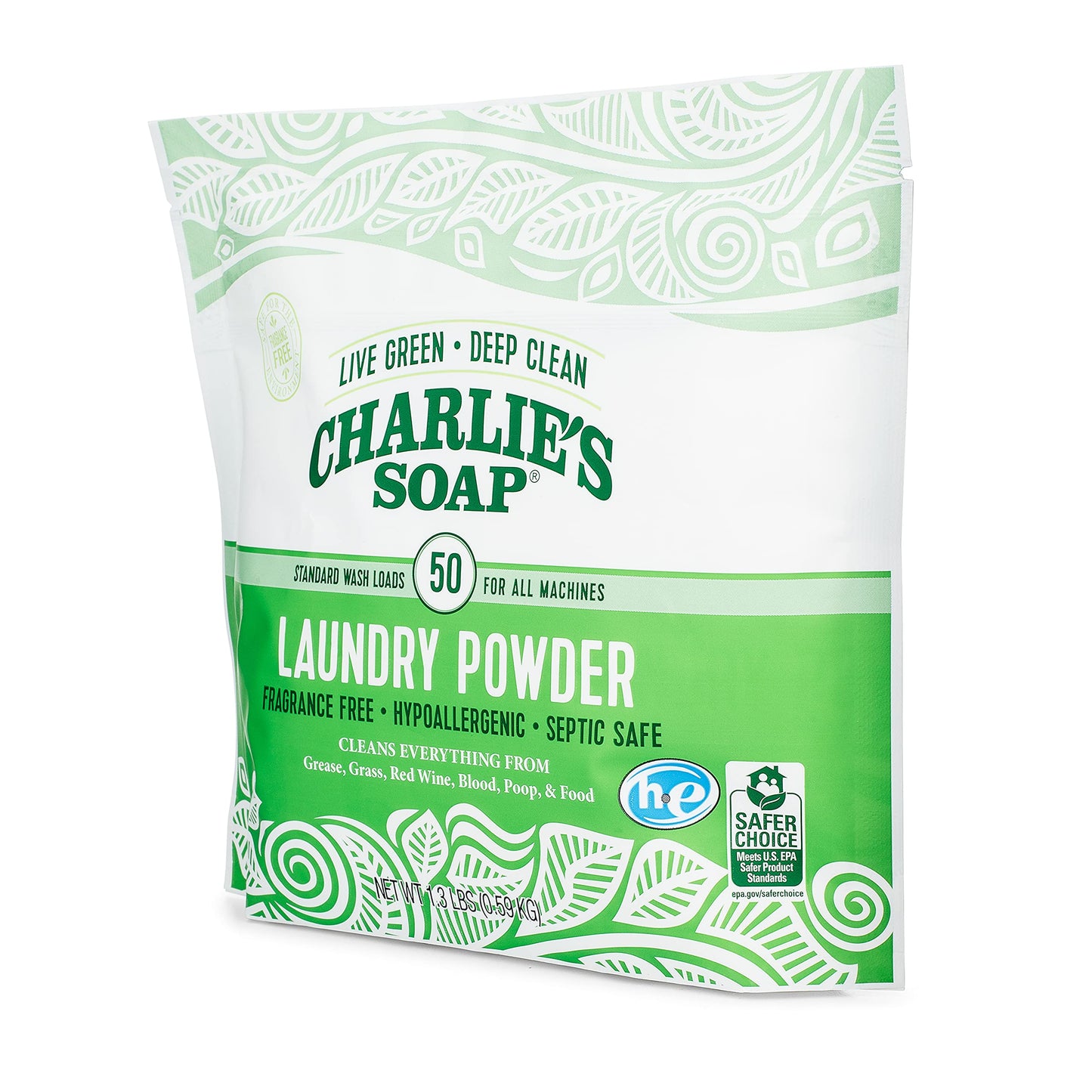 Charlie’s Soap Laundry Powder (50 Loads, 3 Pack) Hypoallergenic Deep Cleaning Washing Powder Detergent - Eco-Friendly, Safe, and Effective