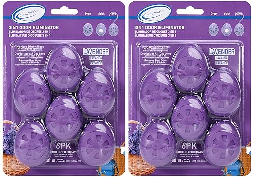 Air Jungles Shoes Deodorizer Ball 12 Ct, Lavender Scent, Odor Remover Balls for Sneakers, Gym Bags, Lockers, Closets, Hampers, and Drawers, Essential
