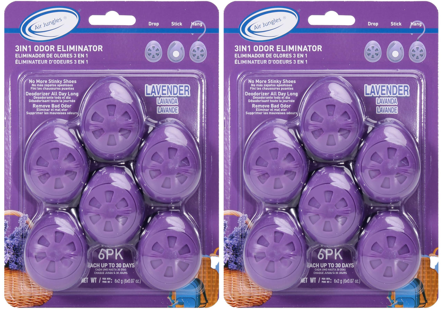 Air Jungles Shoes Deodorizer Ball 12 Ct, Lavender Scent, Odor Remover Balls for Sneakers, Gym Bags, Lockers, Closets, Hampers, and Drawers, Essential