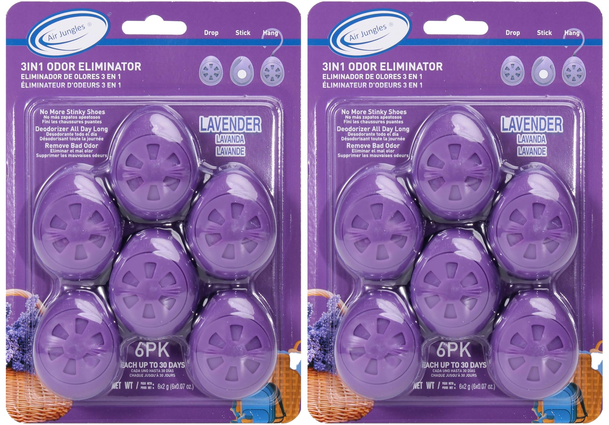 Air Jungles Shoes Deodorizer Ball 12 Ct, Lavender Scent, Odor Remover Balls for Sneakers, Gym Bags, Lockers, Closets, Hampers, and Drawers, Essential