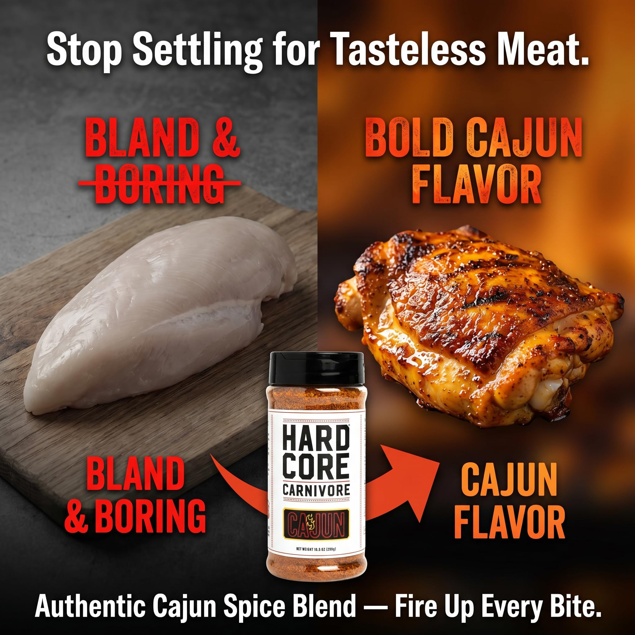 Hardcore Carnivore Cajun Bar-B-Q Rub Seasoning - 10.5 oz Bottles - Rib Rub and Brisket Rub for Grill and Smoker - Burger Seasoning and Steak Rub