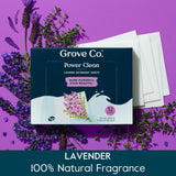 Grove Co. Laundry Detergent Sheets, Power Clean Dissolving Washer Sheets (2 Pack - 64 Loads) Tough Stain Remover, 100% Natural Lavender Blossom