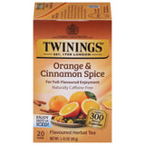 Twinings Orange & Cinnamon Spice Herbal Tea Individually Wrapped Bags, 20 Count (Pack of 4), Naturally Caffeine-Free, Enjoy Hot or Iced, 80 Teabags