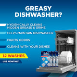 Finish Dishwasher Cleaner Tablets, Deep Cleans Hidden Grease & Grime, Fights Odors, No Extra Wash Cycle, Helps Maintain Dishwasher, 12 Month Supply