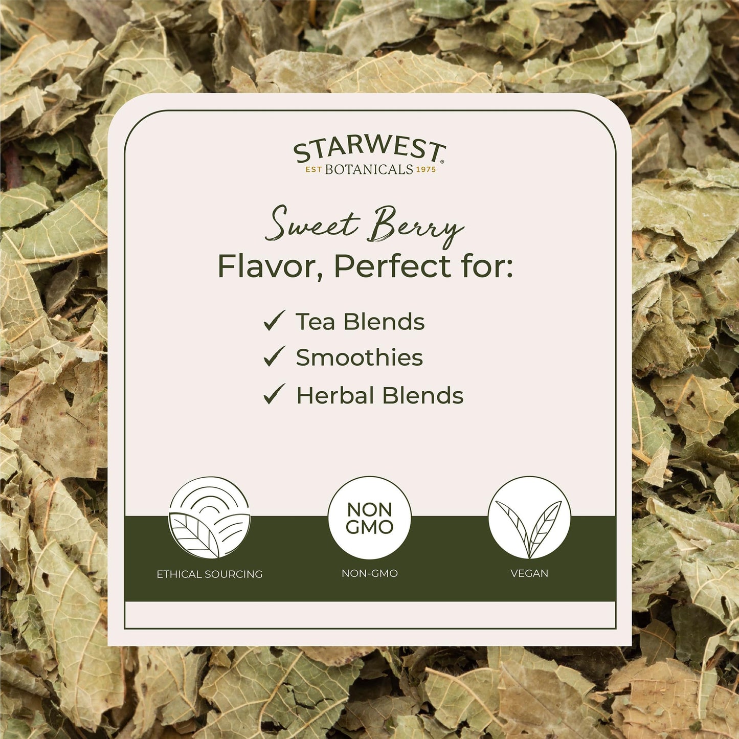 Starwest Botanicals Organic Raspberry Leaf - Herbal Loose Leaf Tea, Caffeine Free Natural Herbs, Pure Dried Raspberry Leaf, Cut & Sifted, Certified