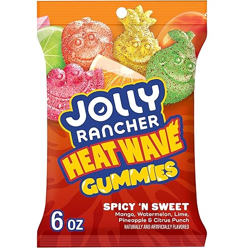 JOLLY RANCHER Heat Wave Gummies Spicy n Sweet Assorted Fruit Flavored Candy Bag, 6 oz