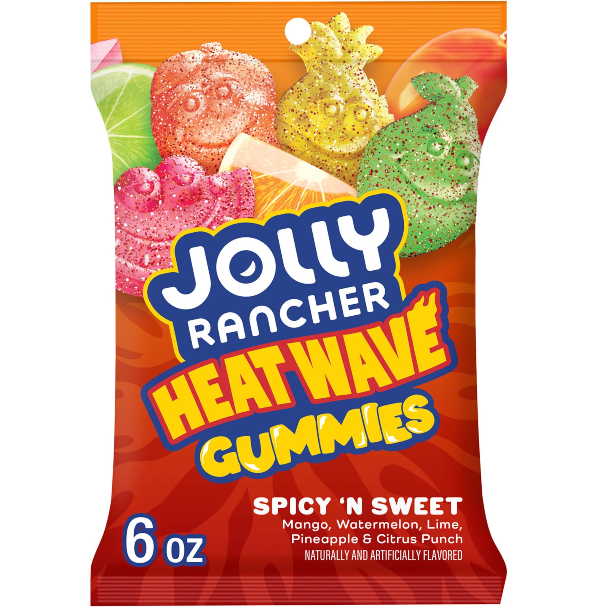 JOLLY RANCHER Heat Wave Gummies Spicy n Sweet Assorted Fruit Flavored Candy Bag, 6 oz