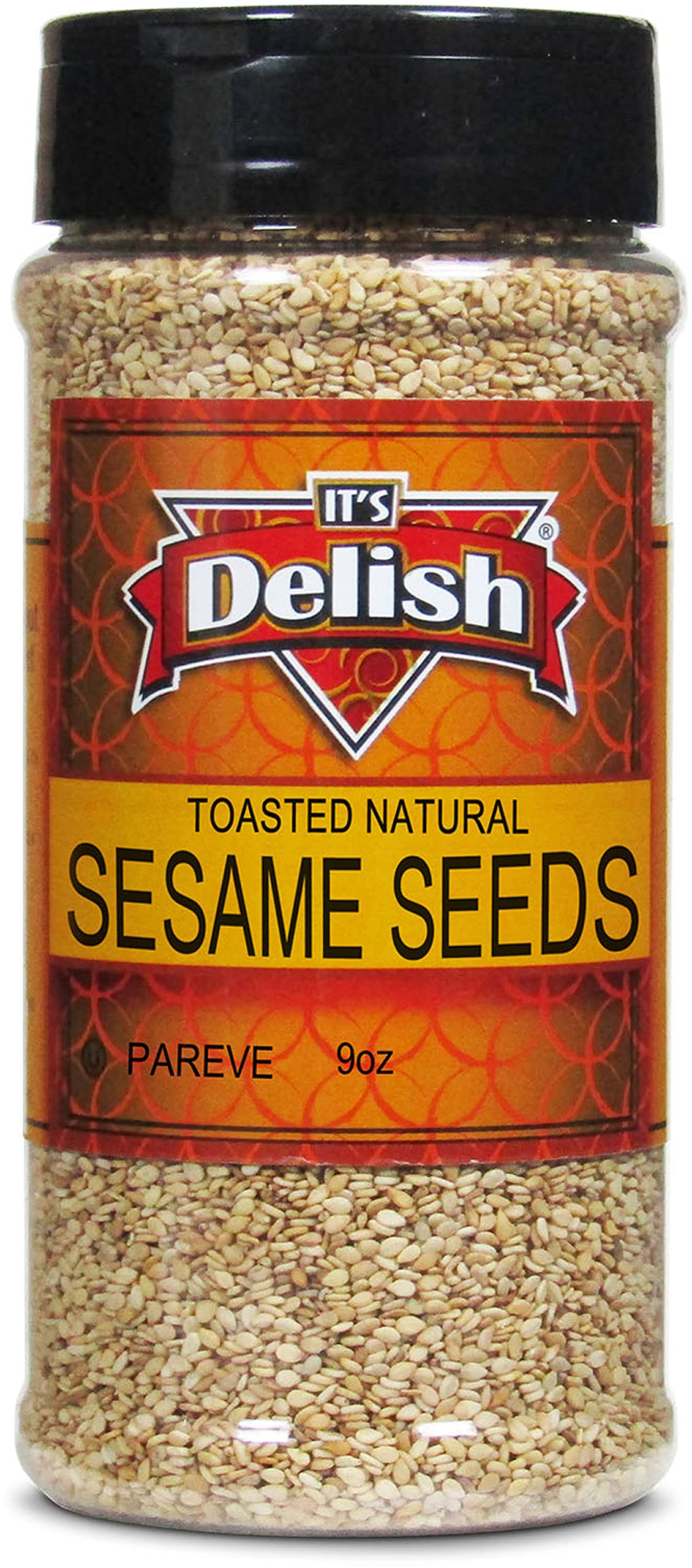 Natural Toasted Whole Sesame Seeds by It's Delish - 9 Oz. Medium Jar - Natural Gluten-Free Fresh Oven Roasted White Sesame - Restaurant Bulk Size