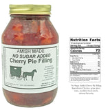 Amish Pie Filling No Sugar Added Cherry - TWO 32 Oz Jars