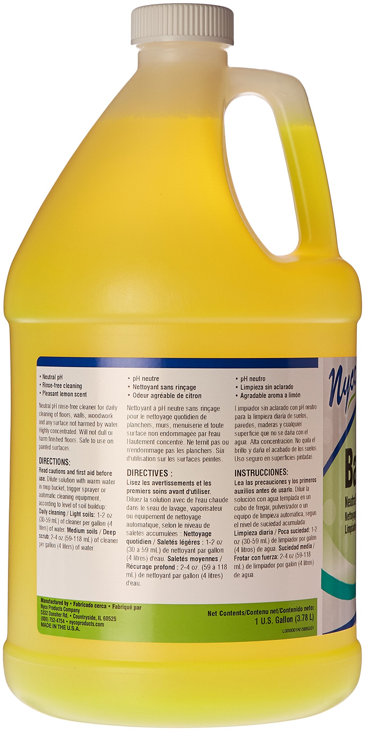Nyco Balance EC Neutral Floor Cleaner - 128 oz - Neutral, No-Rinse Floor Cleaner - (NL158-G4)