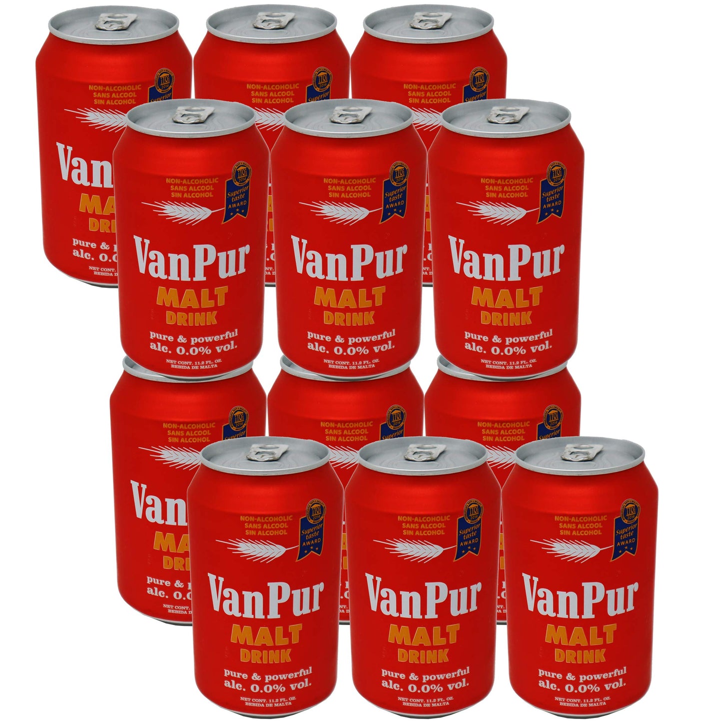 Van Pur Malt Drink, Pure Malta (0.0% Alchol) 11.2 oz 12 Pack