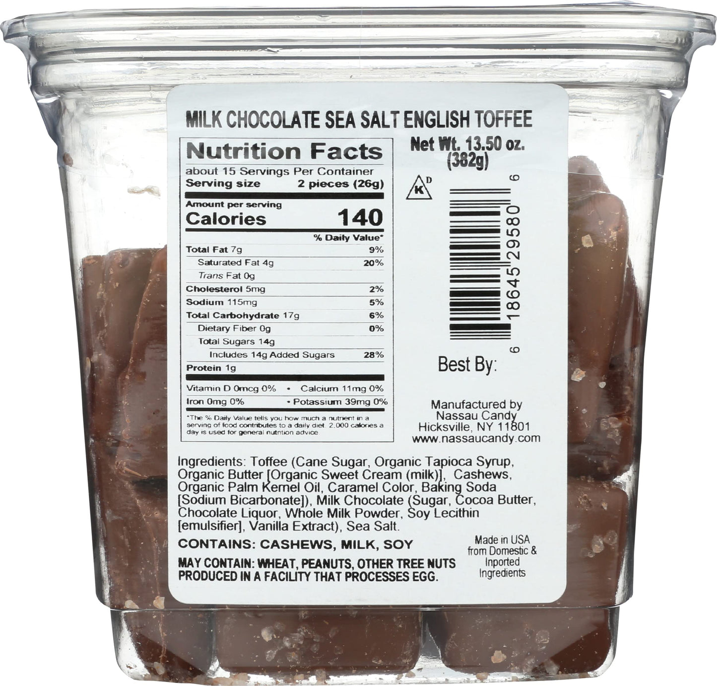 Nassau Candy, Candy Toffee Milk Chocolate Sea Salt, 13.5 Ounce