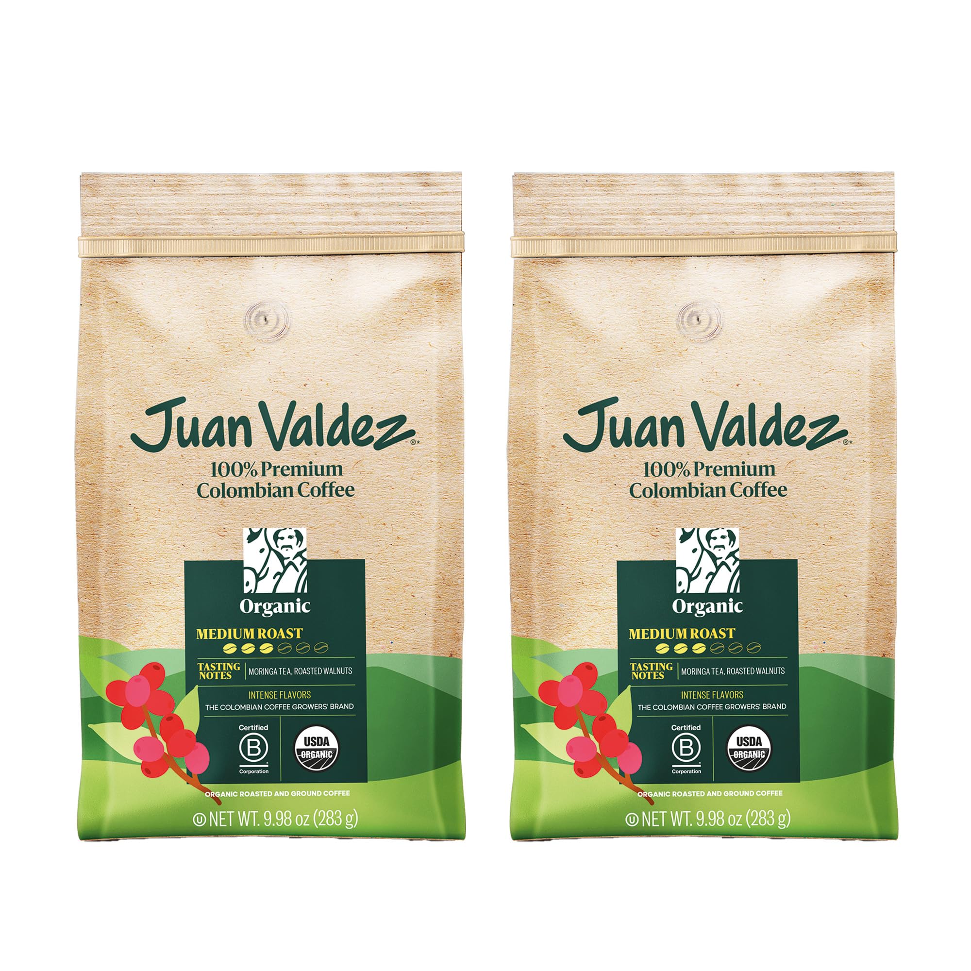Juan Valdez Organic Ground Coffee, Balanced Roast 10 OZ - Premium Colombian Coffee USDA Organic Certified (Pack of 2)
