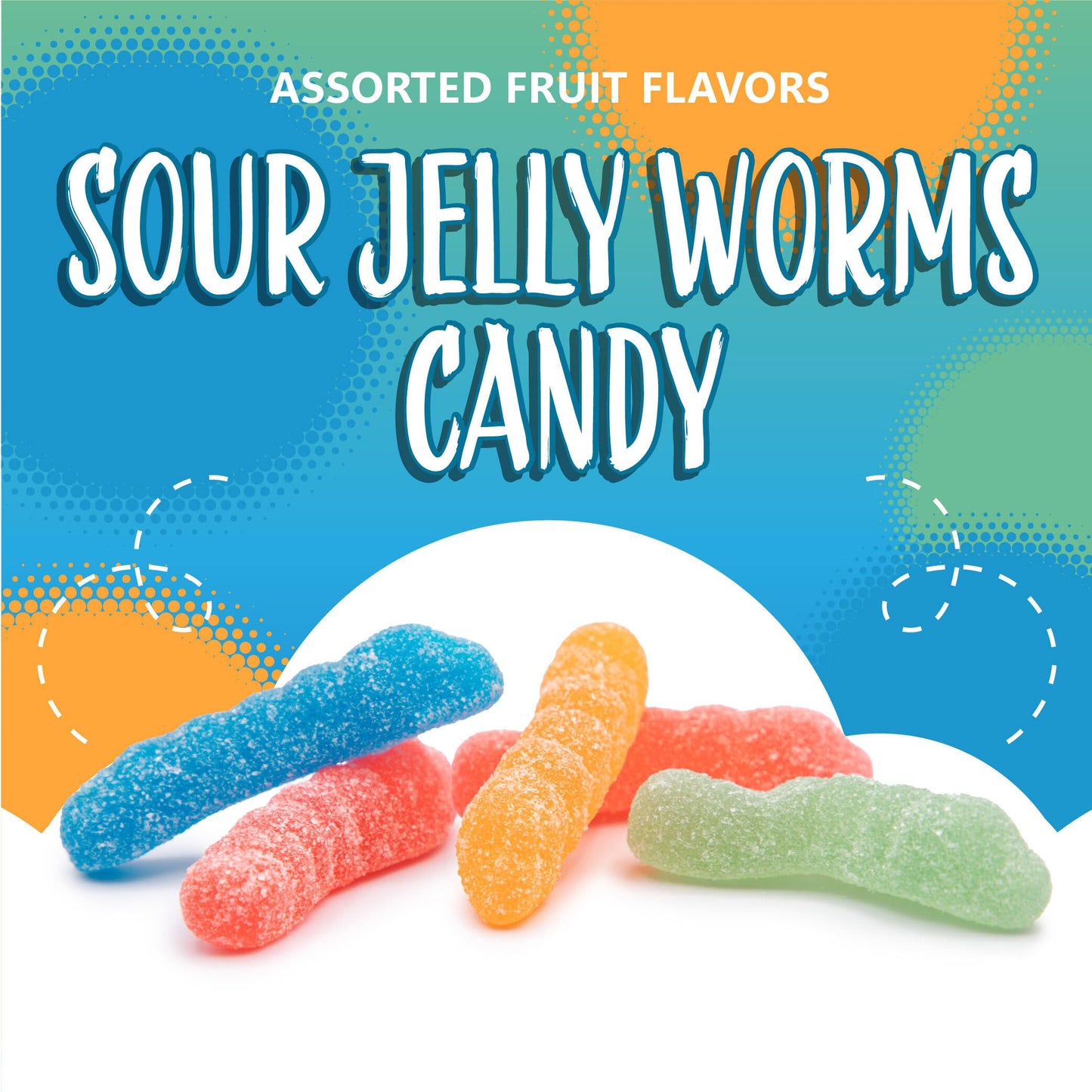 Sour Gummy Worms | 2 Pound Bag | Soft and Chewy Vegan Candy Bulk | Assorted Fruit Flavors Gummi Worms for Party Favors & Candy Buffets | Gelatin Free