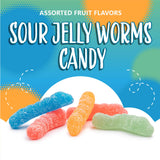 Sour Gummy Worms | 2 Pound Bag | Soft and Chewy Vegan Candy Bulk | Assorted Fruit Flavors Gummi Worms for Party Favors & Candy Buffets | Gelatin Free