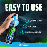 FunkAway Extreme Military Grade Odor Eliminating AeroSpray, 6 oz., Odor Eliminating Spray Designed for First Responders, Removes Sweaty, Musty, Smoke