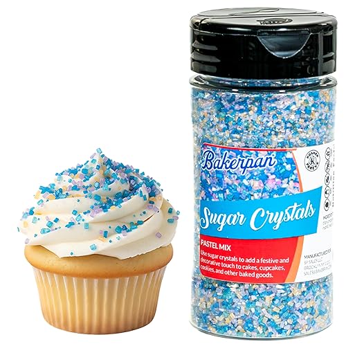 Bakerpan Pearlized Sugar Sprinkles for Baking - 7 Ounce Pastel Decorating Sugar Crystals for Cookies, Cake Pops, Ice Cream (Made in USA)