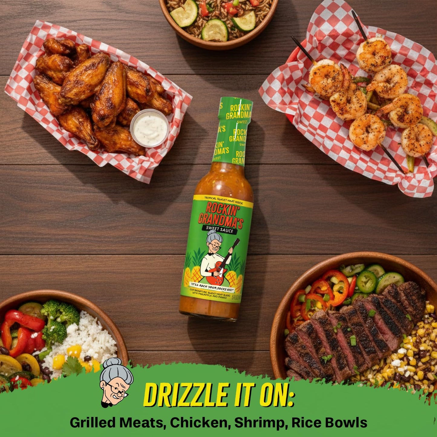 Rockin’ Grandma’s Sauce Variety Pack by Dave’s Gourmet - 4 Pack, 5 fl oz Bottles - Featured on Prime Video’s Jury Duty: Company Retreat - Includes