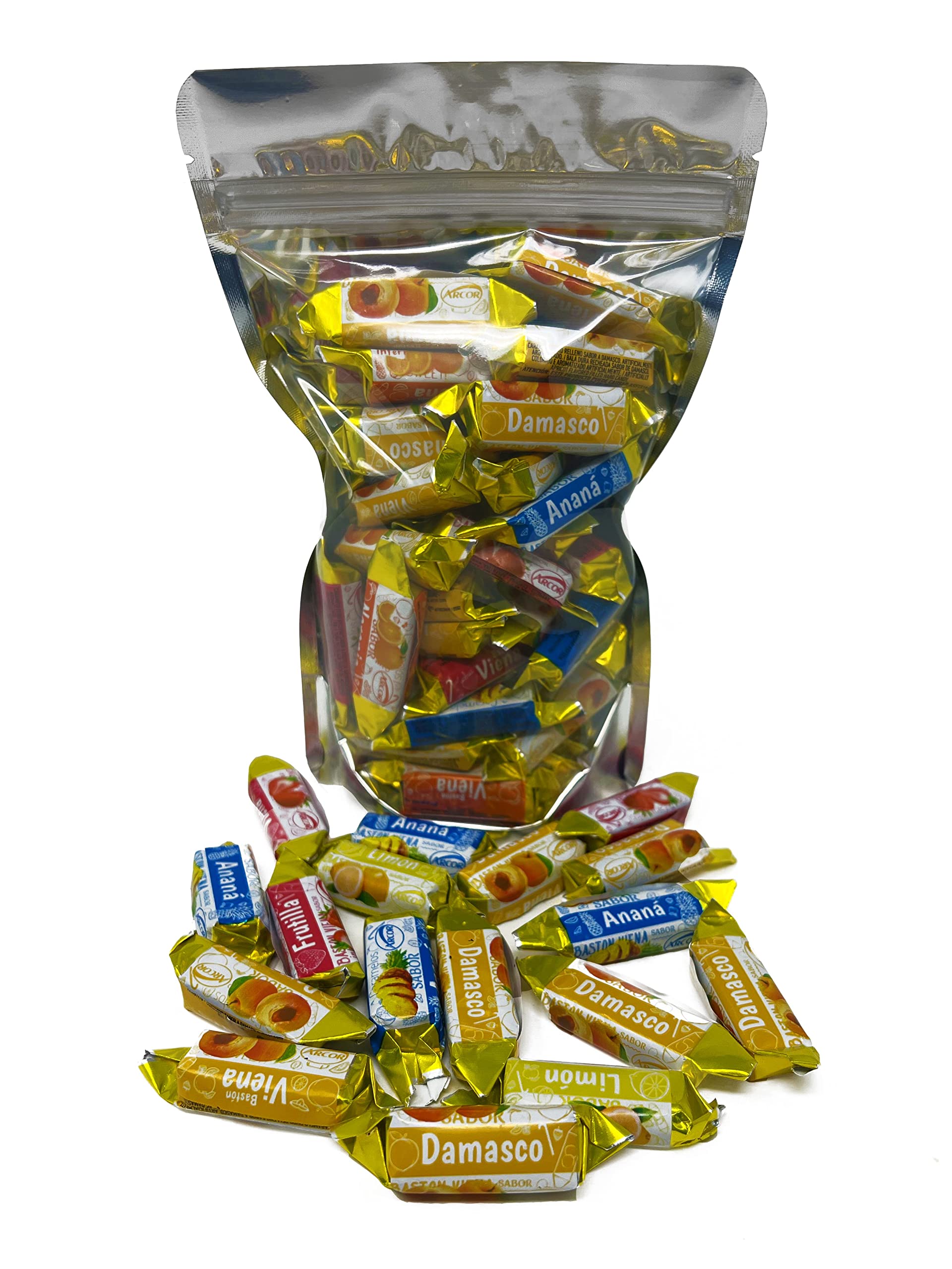 Fruity Hard Candy Filled With Real Fruit Pulp - 1 lbs - Peach, Strawberry, Pineapple, Orange and Lemon Flavored Bon Bons Filled with Real Fruit Pulp