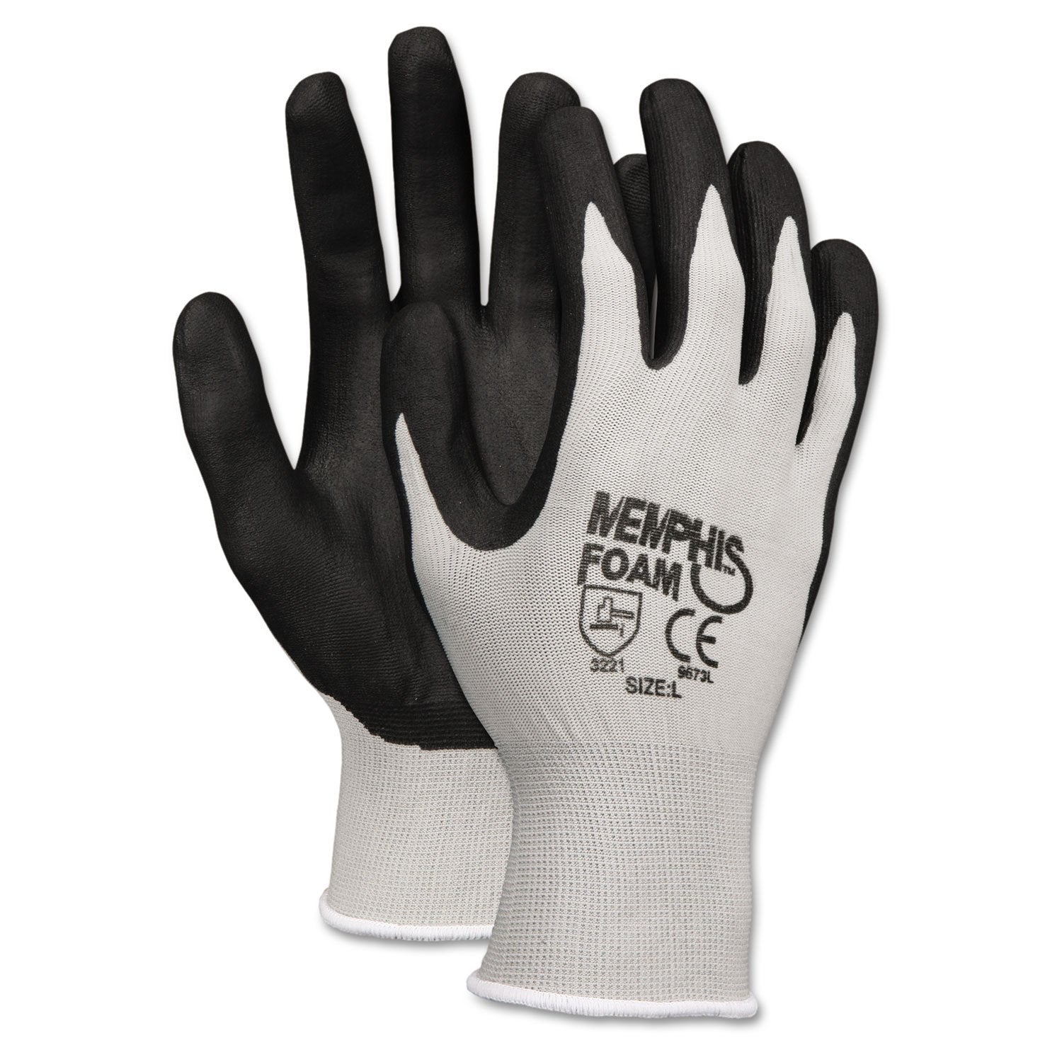 Economy Foam Nitrile Gloves, Gray/Black, Dozen