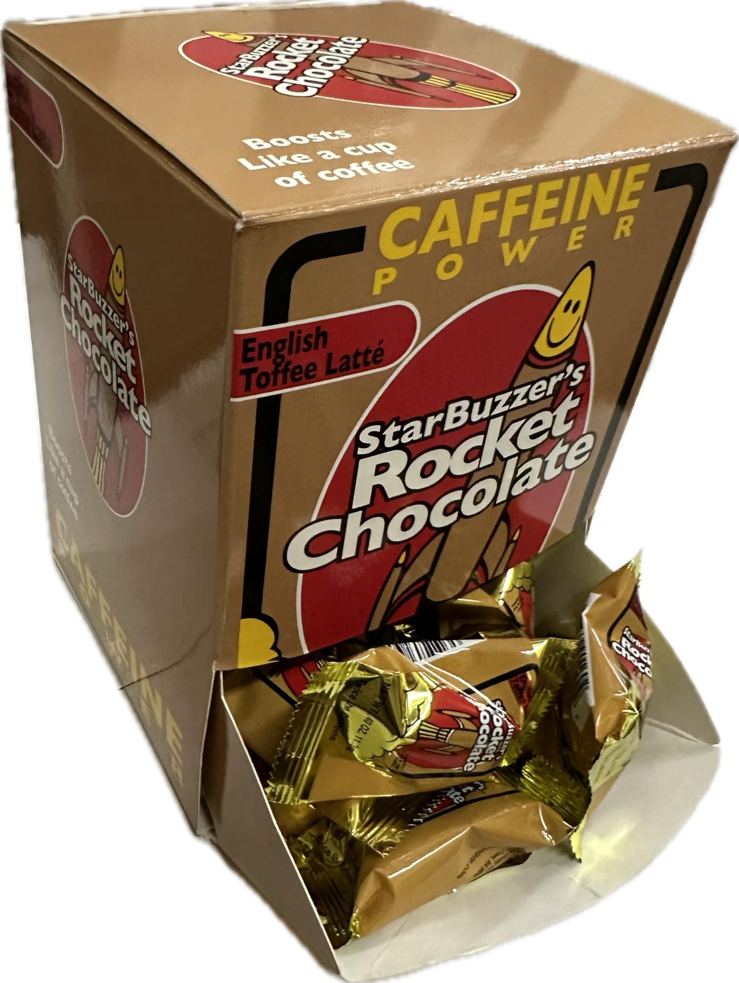 Rocket Chocolate Milk Chocolate English Toffee Latte Flavored Caffeinated Chocolate Truffles, 50 count, Mini