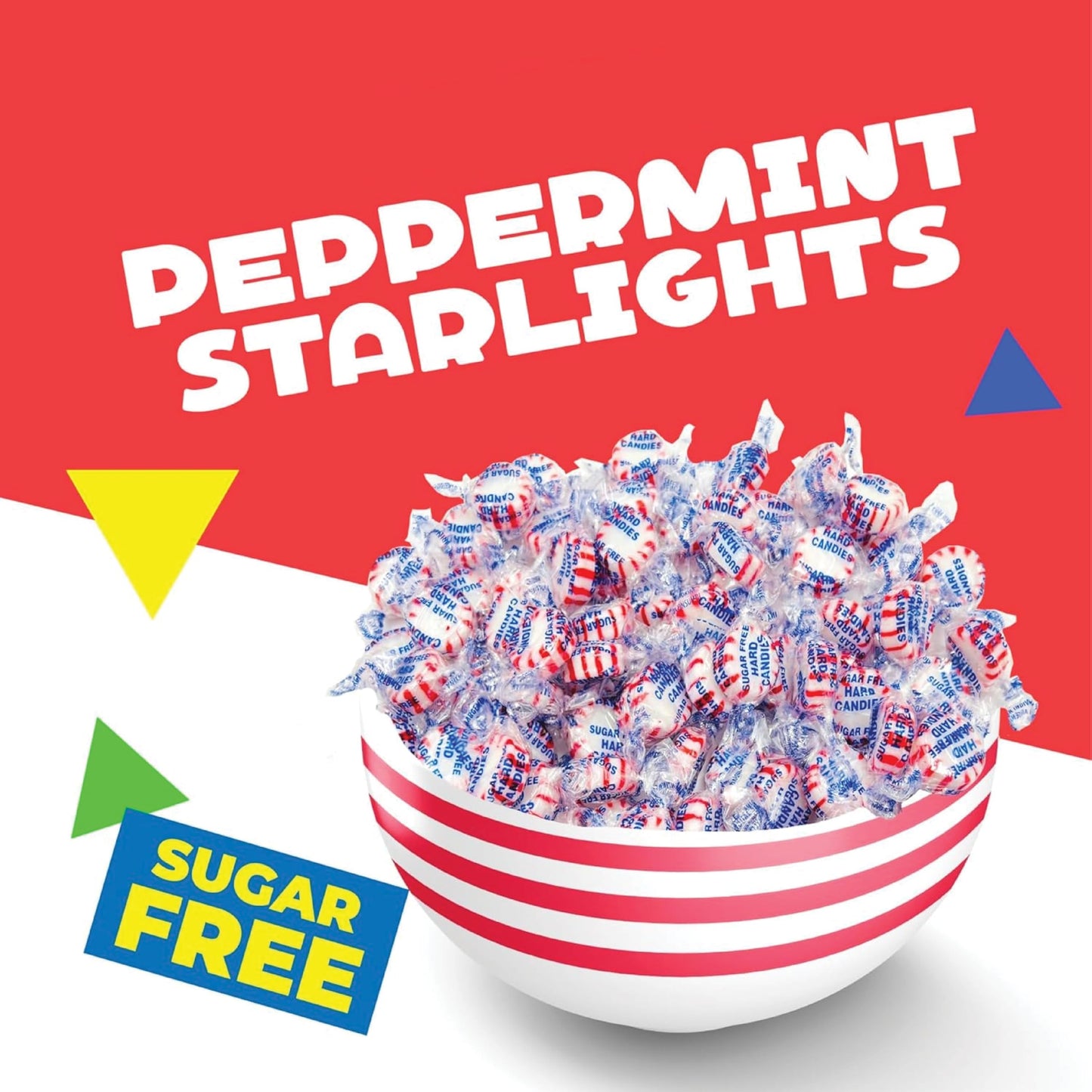 Sugar Free Peppermint Starlight Mints | 1 Pound Bag | Individually Wrapped Hard Candy | Old Fashioned Candy | Approx. 90 Count