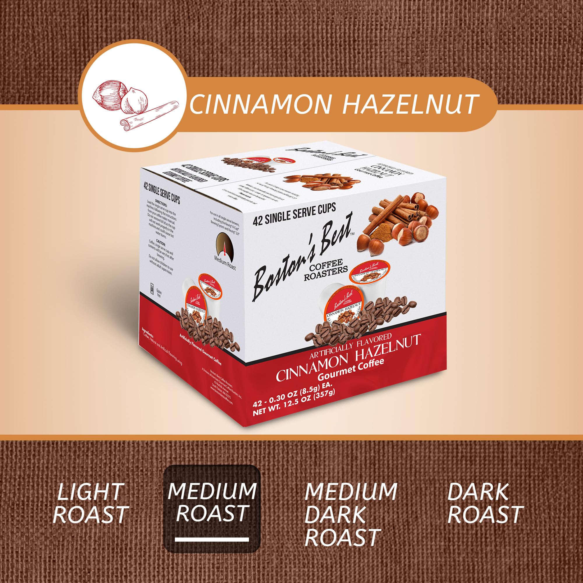Boston’s Best - Cinnamon Hazelnut Delicious Gourmet Coffee Compatible with Keurig Coffee Maker - 42 Count (Pack of 1)