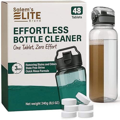 Salem’s Elite 48 Effervescent Water Bottle Cleaning Tablets | Tumbler Cleaning Tablets | Deodorizes & Removes Stains on Stainless Steel, Tumblers