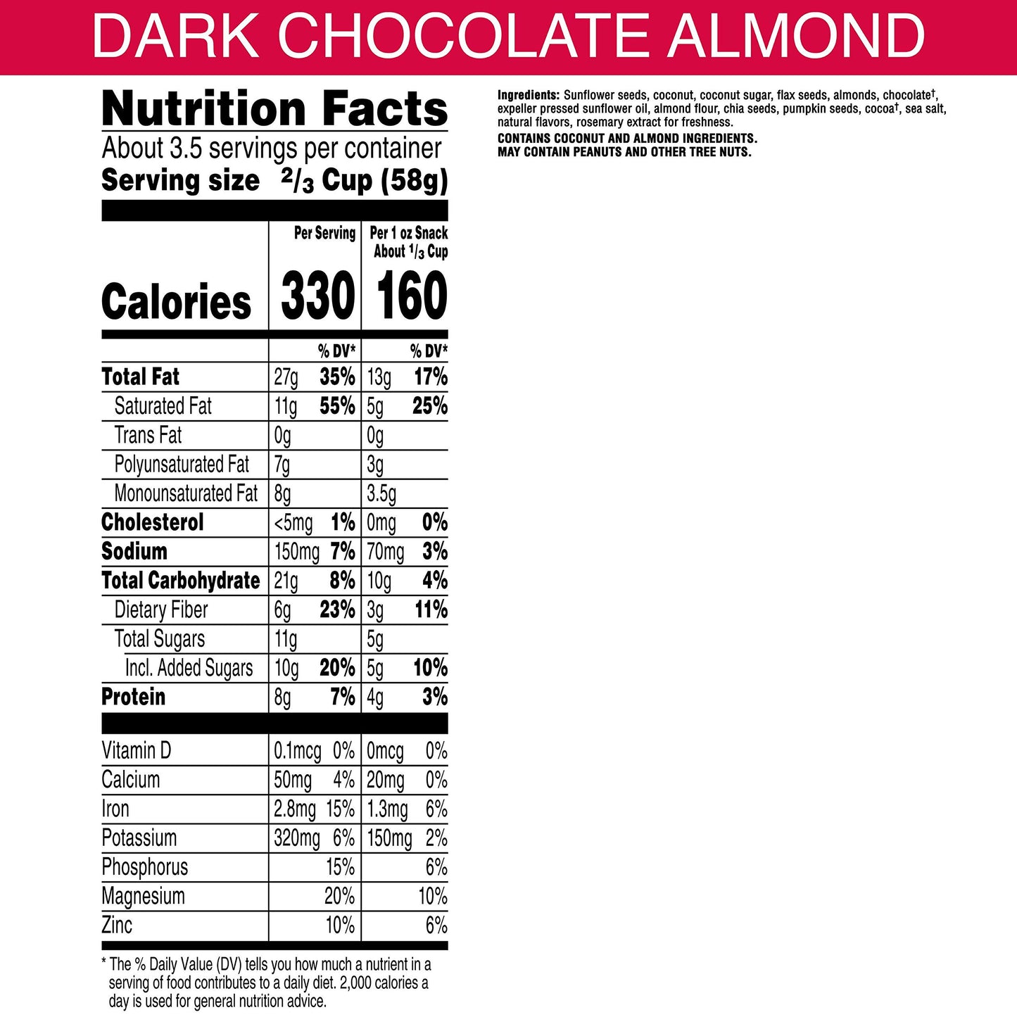 Bear Naked, Dark Chocolate Almond, Granola, Grain-Free, Non-GMO Project Verified, Gluten-Free, Paleo, Breakfast Cereal, 8oz Bag