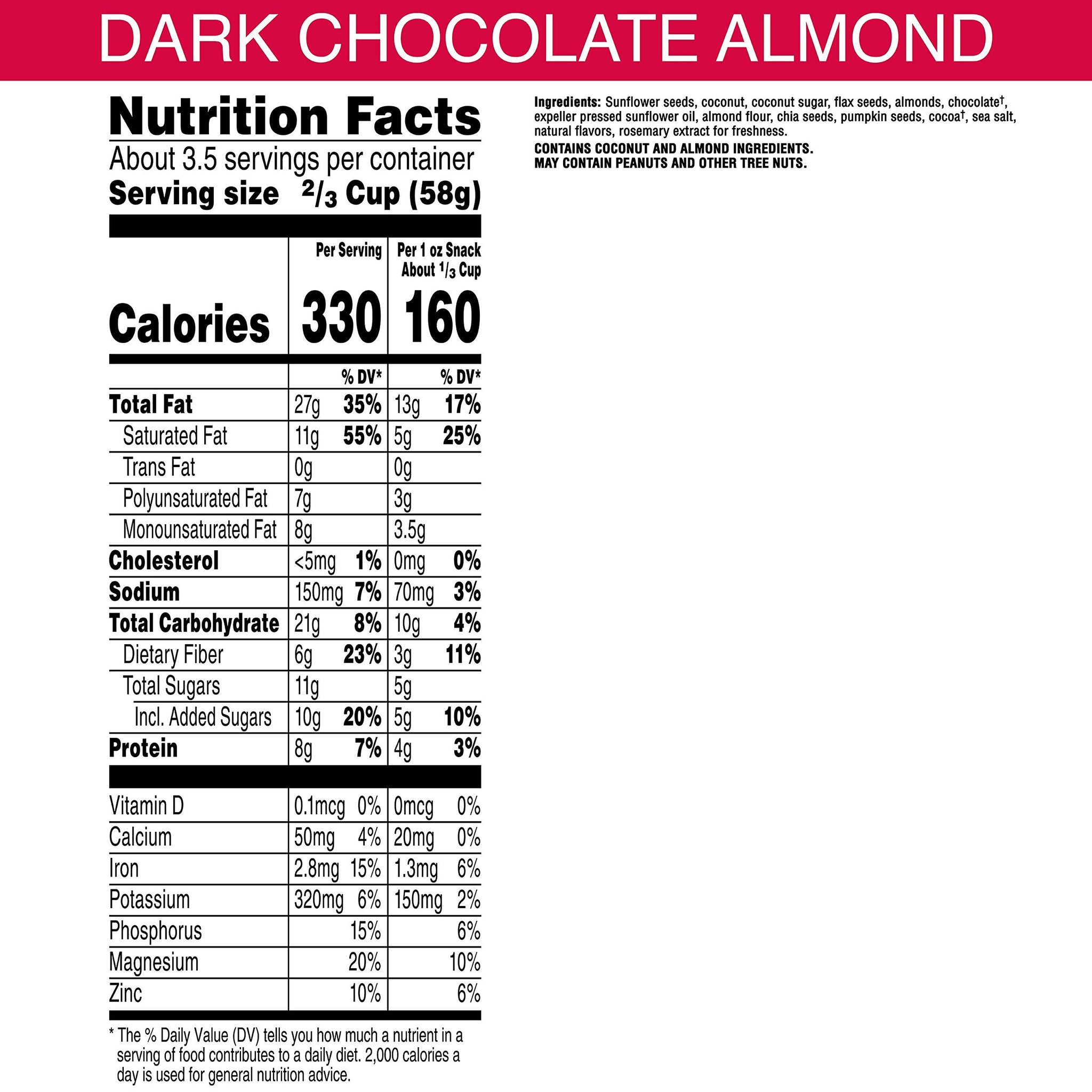 Bear Naked, Dark Chocolate Almond, Granola, Grain-Free, Non-GMO Project Verified, Gluten-Free, Paleo, Breakfast Cereal, 8oz Bag