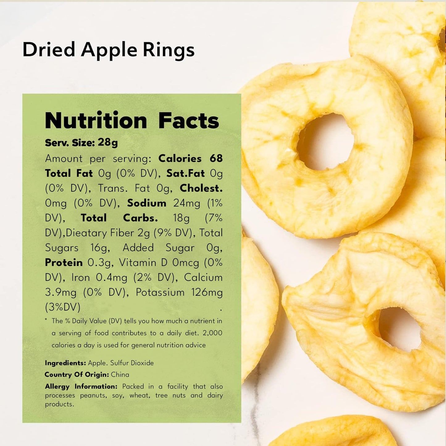 NUTS U.S. - Dried Apple Rings | No Added Sugar | No Artificial Color | Chewy Texture | NON-GMO | Juicy and Natural | Packed in a Resealable Bag (2