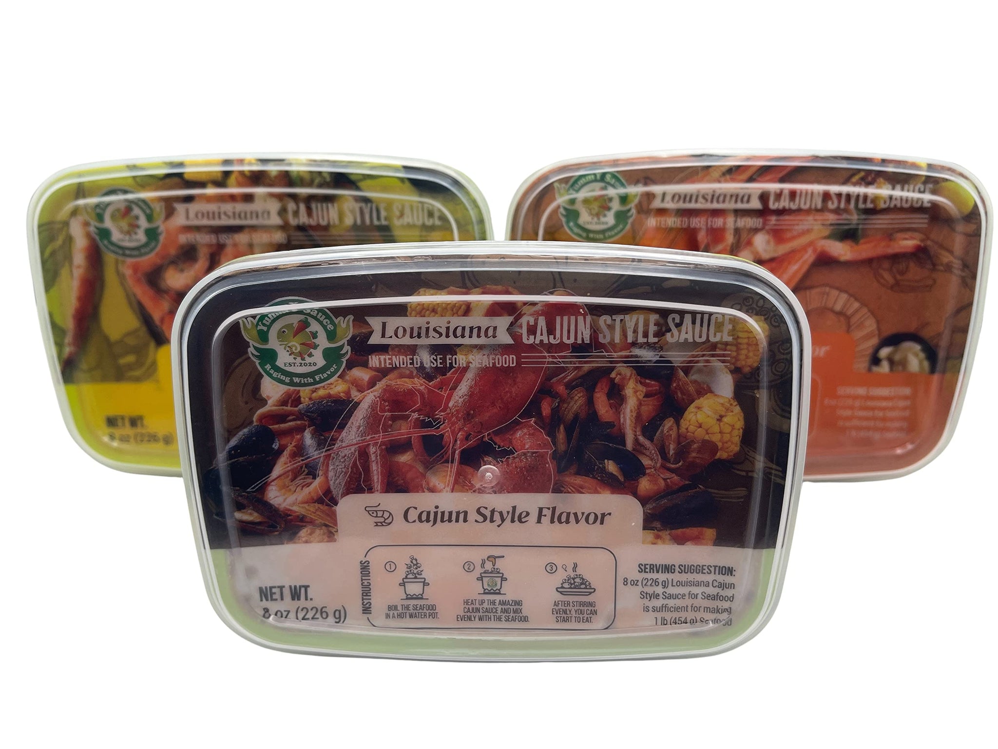 YummY Sauce-Cajun,Garlic, Lemon 3 Flavor Bundled? Pack of 3 x 8oz?