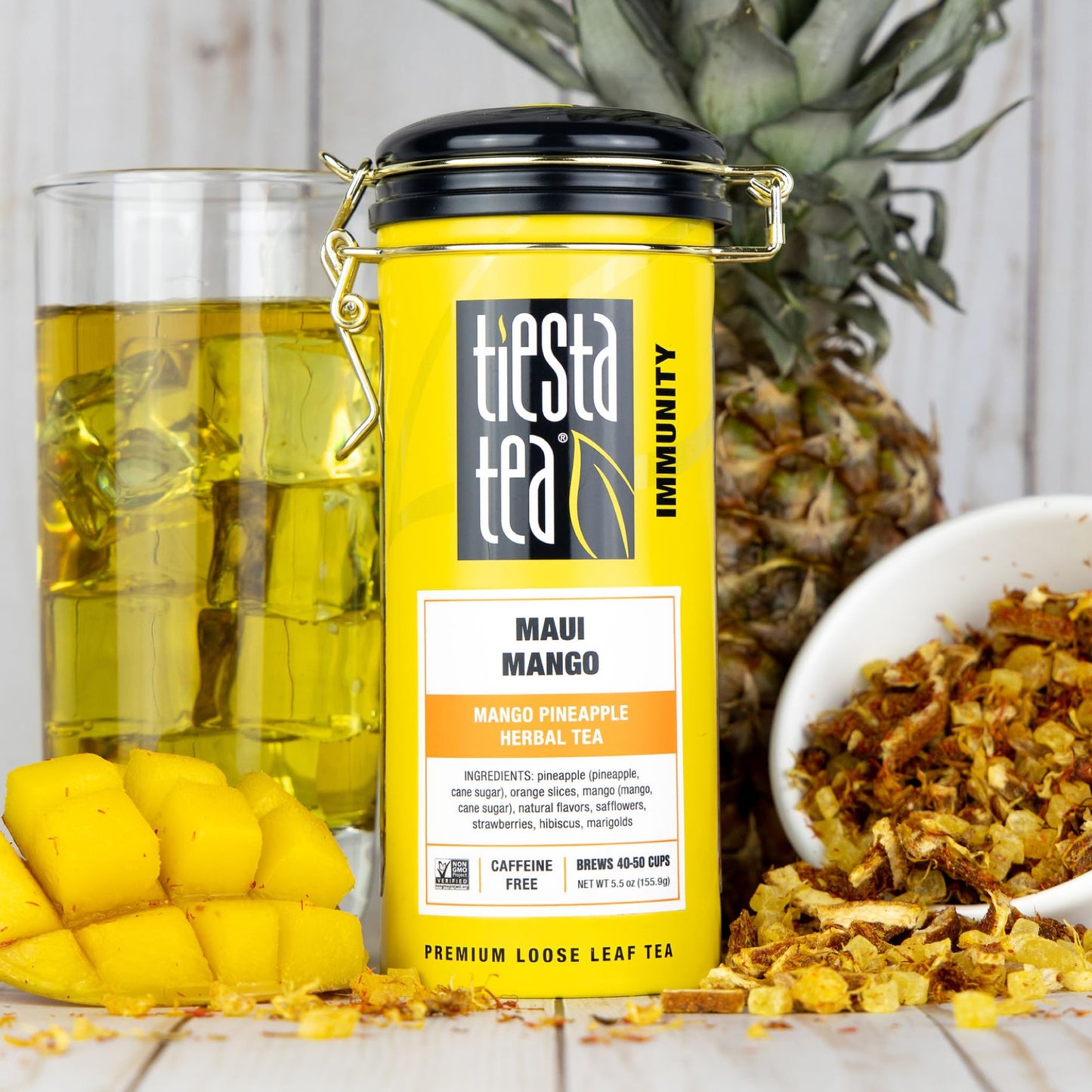 Tiesta Tea Maui Mango, Loose Leaf, Mango Pineapple Herbal Tea, Premium Non-Caffeinated Fruit Blend, Makes Hot or Iced & Brews Up to 50 Cups, 5.5 Ounce